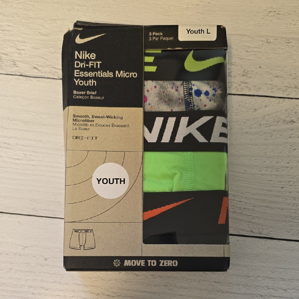 Nike Youth Dri-FIT Boxer Briefs - Black, Green, Gray